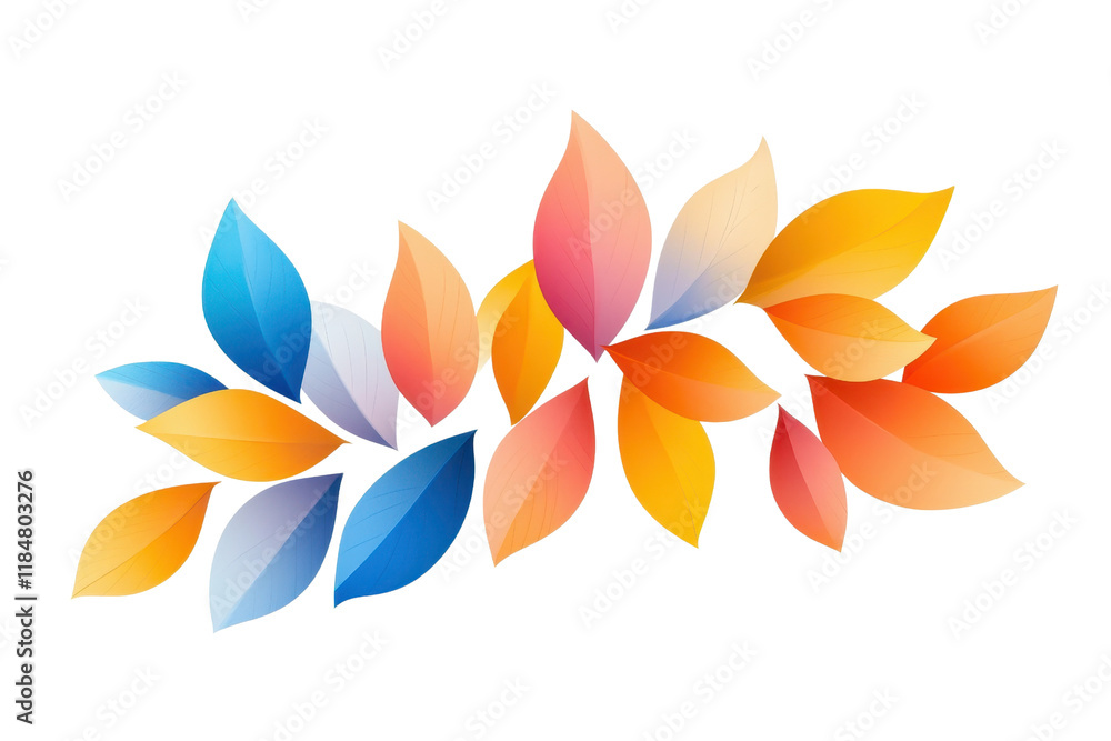 Aufkleber a colorful gradient leaves in flowing arrangement create vibrant and dynamic design. blend of blue, 