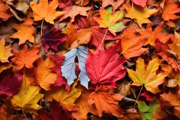 Beautiful Autumn Decor with Colorful Happy Halloween Letters on Foliage Background