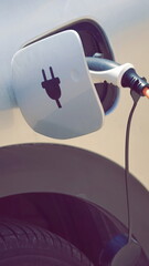 Electric Vehicle Charging Close Up Soft Light Modern White