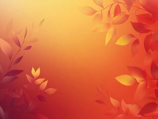 Autumnal Leaves Frame Warm Orange Background