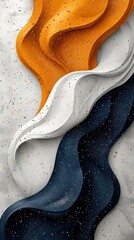 Obraz premium Abstract Waves with Textured Layers in Vibrant Orange, White, and Dark Blue Hues