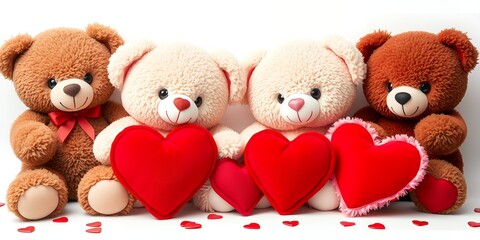 Adorable Teddy Bears with Hearts Romantic Valentine s Day Plush Toys