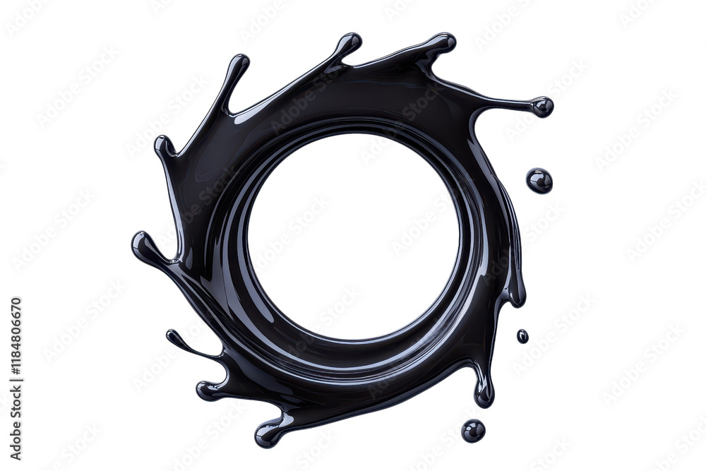 Aufkleber a dynamic splash of dark liquid forms circular shape, creating striking visual effect. fluid motion 