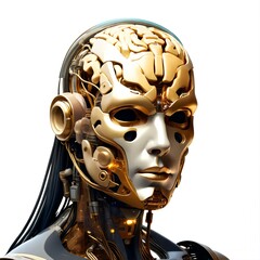 Roboter Kopf goldfarben