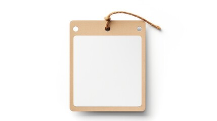 Blank paper tag with string isolated on white background. Perfect for tags, labels, price tags, baggage tags, gift tags, and more. Clipping path included