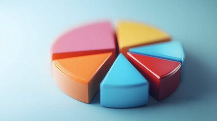 Obraz premium A dynamic pie chart with floating segments each representing a financial category.