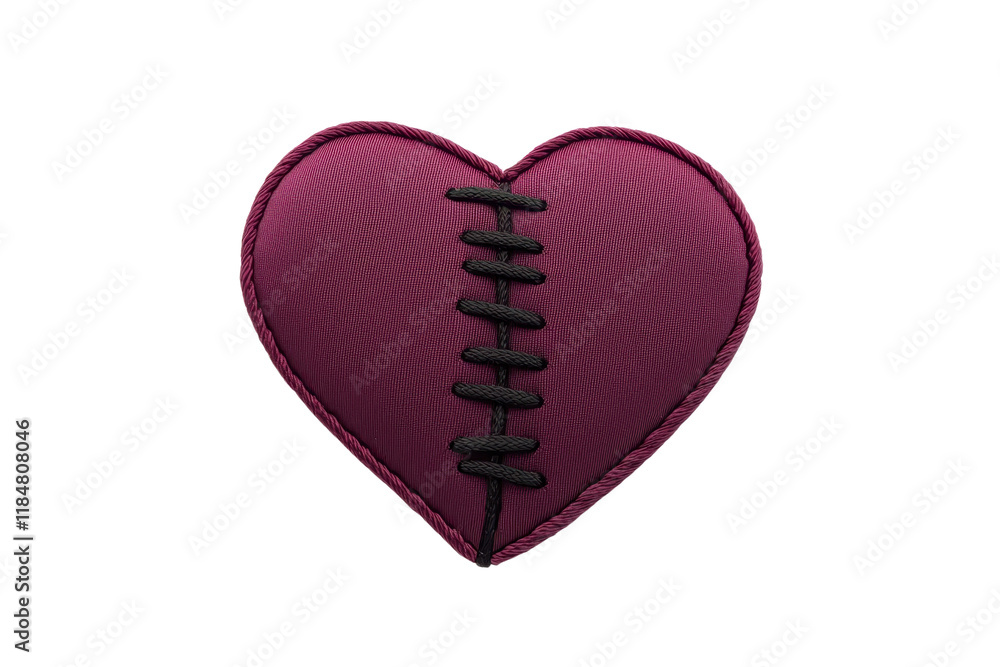 Poster a plush heart with stitched seam symbolizes healing and love. deep red color and soft texture evoke 
