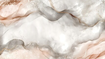 Abstract Fluid Art with Gold Accents and Neutral Tones