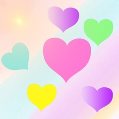  Pastel Hearts on Soft Background