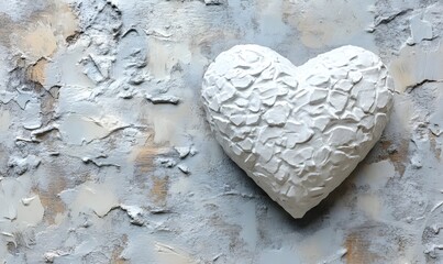 Obraz premium White textured heart on a grey background.