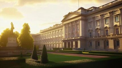 A Large Building With a Clock Tower in Front of It - Generative AI