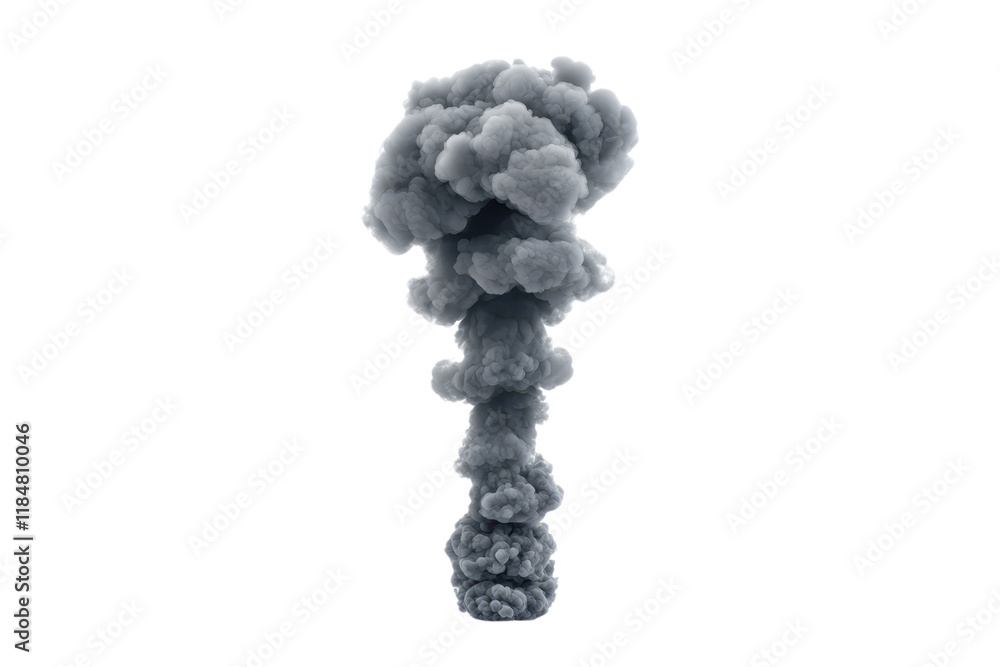 Poster a large, dense column of dark smoke rises dramatically against transparency background, creating str