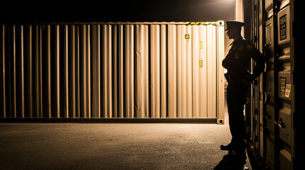 Obraz premium border patrol investigating suspicious cargo containers