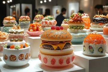 Creative fusion cuisine cakes: sushi, burgers, and more artful delights