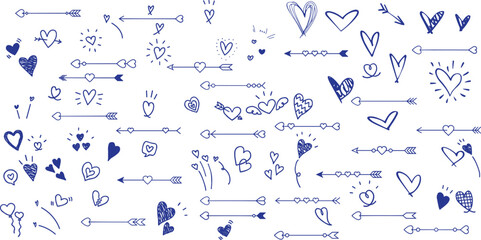 PrinHand drawn hearts. Design elements for Valentine's day.