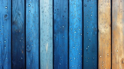 Wooden Planks with Water Droplets in Diffused Light