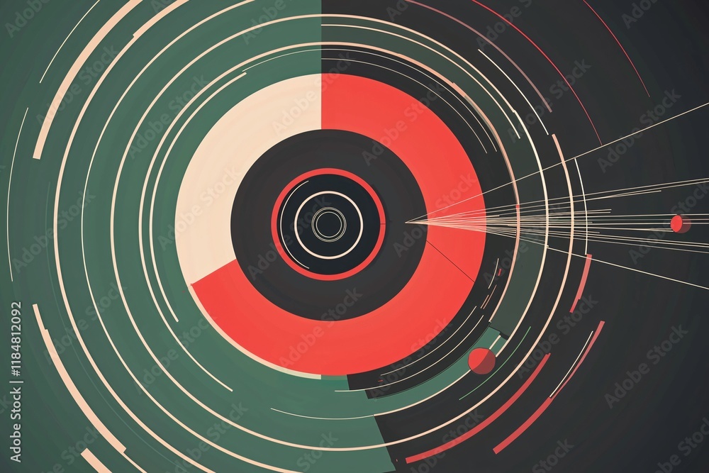 Poster dynamic circular patterns illustrating abstract concepts in graphic design modern digital environmen