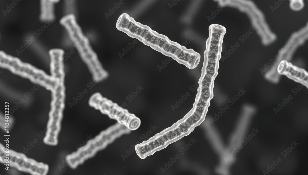 Poster microscopic view of rod shaped microorganisms in dark field