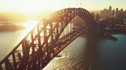 Obraz premium An Aerial View of a Bridge Over a Body of Water - Generative AI