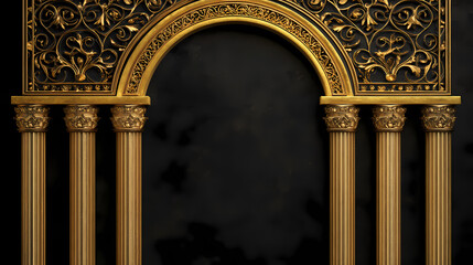 Naklejka premium Golden ornamental arch with columns. cut out on transparent. Dewlight. Illustration