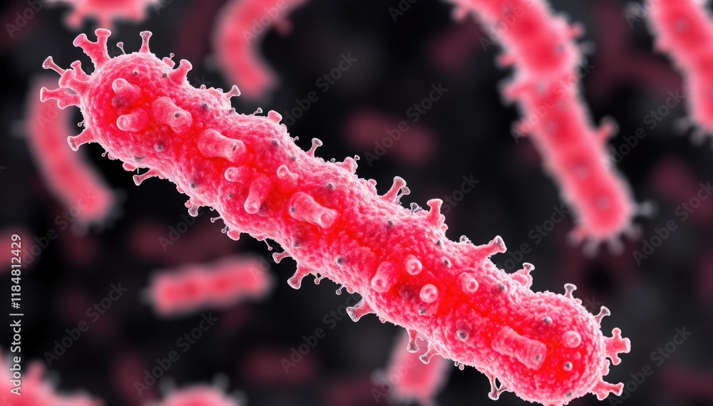 Poster microscopic view of rod shaped viruses close up detail structure