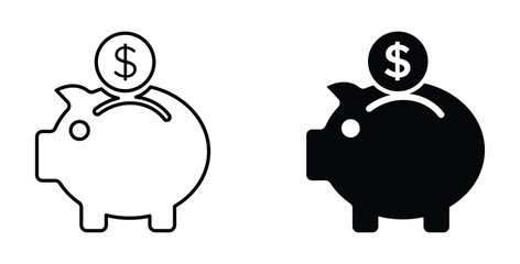 Piggybank vector icon designs set