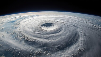 A powerful hurricane swirling over Earth from space.