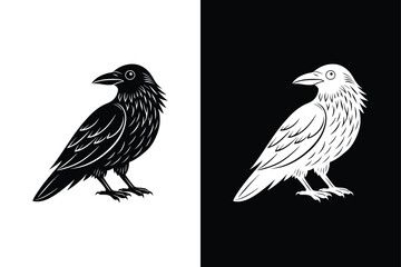 Raven icon vector on White Background ,Vector Art Illustration on white background.