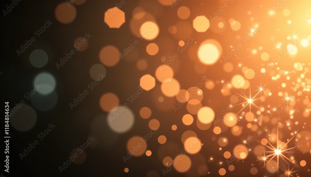 Poster golden bokeh lights and sparkles festive background