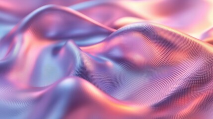 Smooth, metallic texture in soft pink, purple, and blue tones, forming abstract wavy patterns. A luminous, modern design evoking fluidity and elegance. Generative AI.