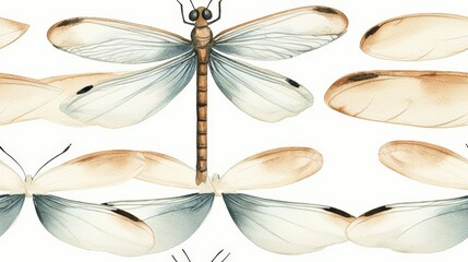 Watercolor insect wings: delicate dragonfly and moth details