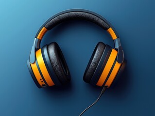 Stylish Headphones on Blue Background for Audio Equipment Promotion