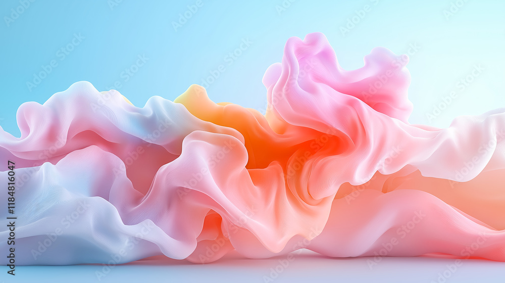 Poster colorful abstract representation of swirling fabric creating a sense of fluid motion and complexity