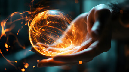 A player spinning the ball on one finger with glowing energy swirling around.