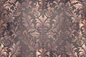 Rose gold damask wallpaper design.