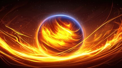 Obraz premium Igniting the cosmic inferno a fiery planet in space digital art abstract environment vibrant colors