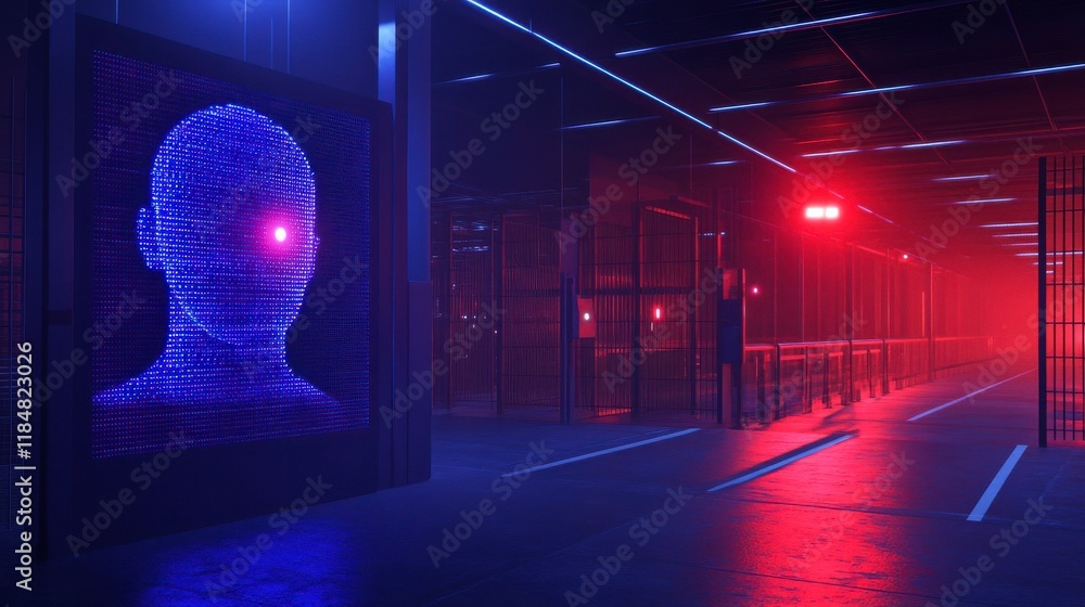 Poster modern security gate with recognition technology