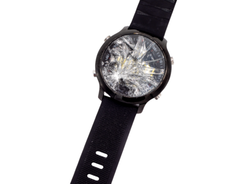 Smart watch with broken display on transparent background isolated - Powered by Adobe