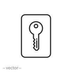 key card icon, for opening door in hotel room, closing doors system, vector illustration, for website, app, ui