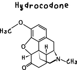 hydrocodone or chemical structure of hydrocodone isolate vector on transparency background
