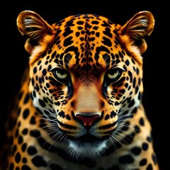 Obraz premium Leopard Close-Up Portrait on Black