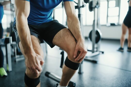 Physiotherapist Provides Knee Massage to Athlete for Rehabilitation and Recovery from Injury