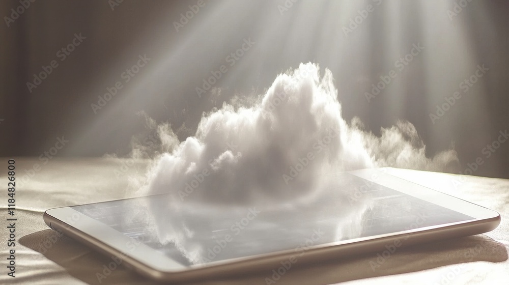 Poster abstract security encryption on tablet in tech office