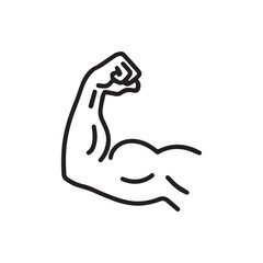 Flexing Arm Muscle Icon Vector for Fitness and Strength Themes