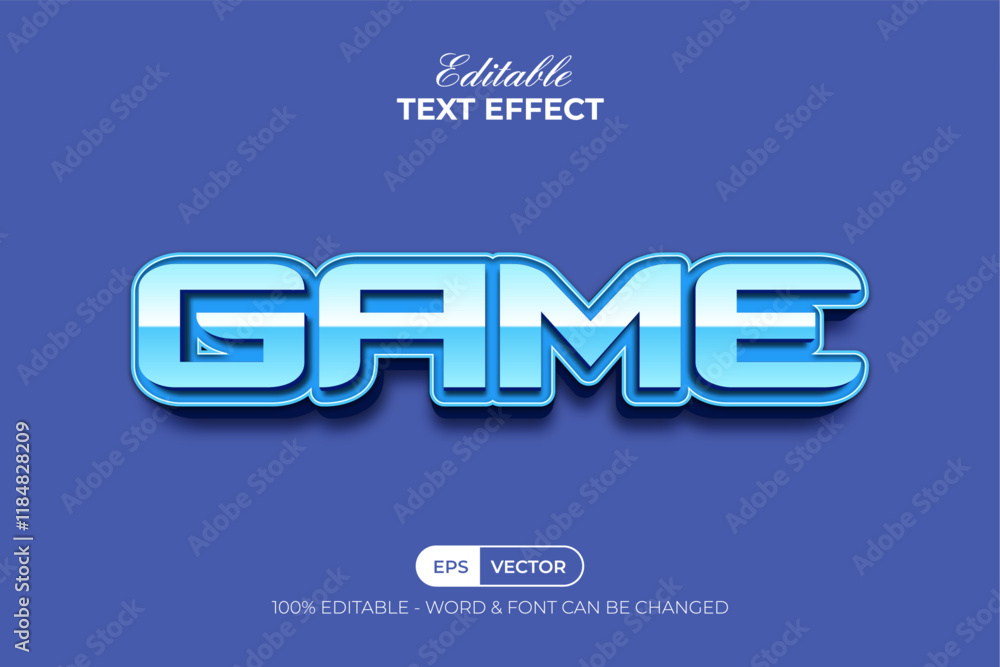 Aufkleber game text effect 3d style. editable text effect.