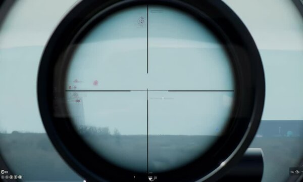 Sniper Scope View: Battlefield Landscape