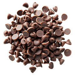 Pile of Caramel Chocolate Chips on transparent background