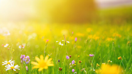 Fototapeta premium spring meadow with flowers
