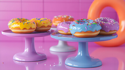 Colorful donuts delight bakery food photography sweet treats. Dewlight. Illustration