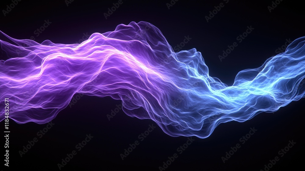 Poster dynamic flow of vibrant light waves abstract digital art dark background modern design artistic conc